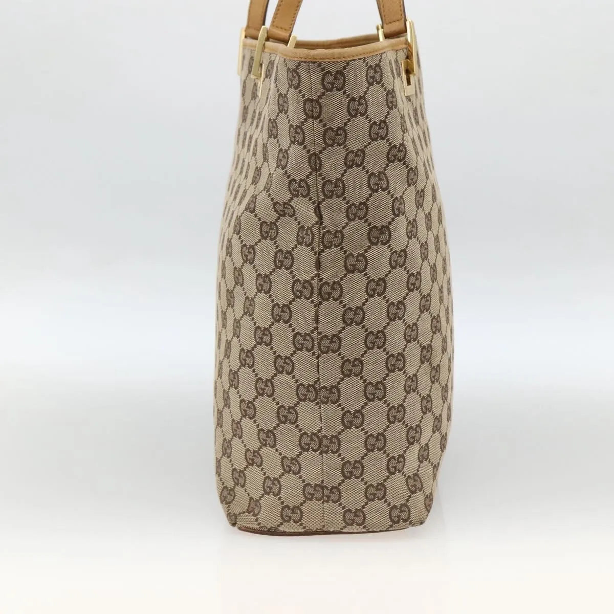 Gucci Vintage Bucket Shopping Tote Gg Canvas Beige Canvas Tote Bag Bag (Pre-Owned)