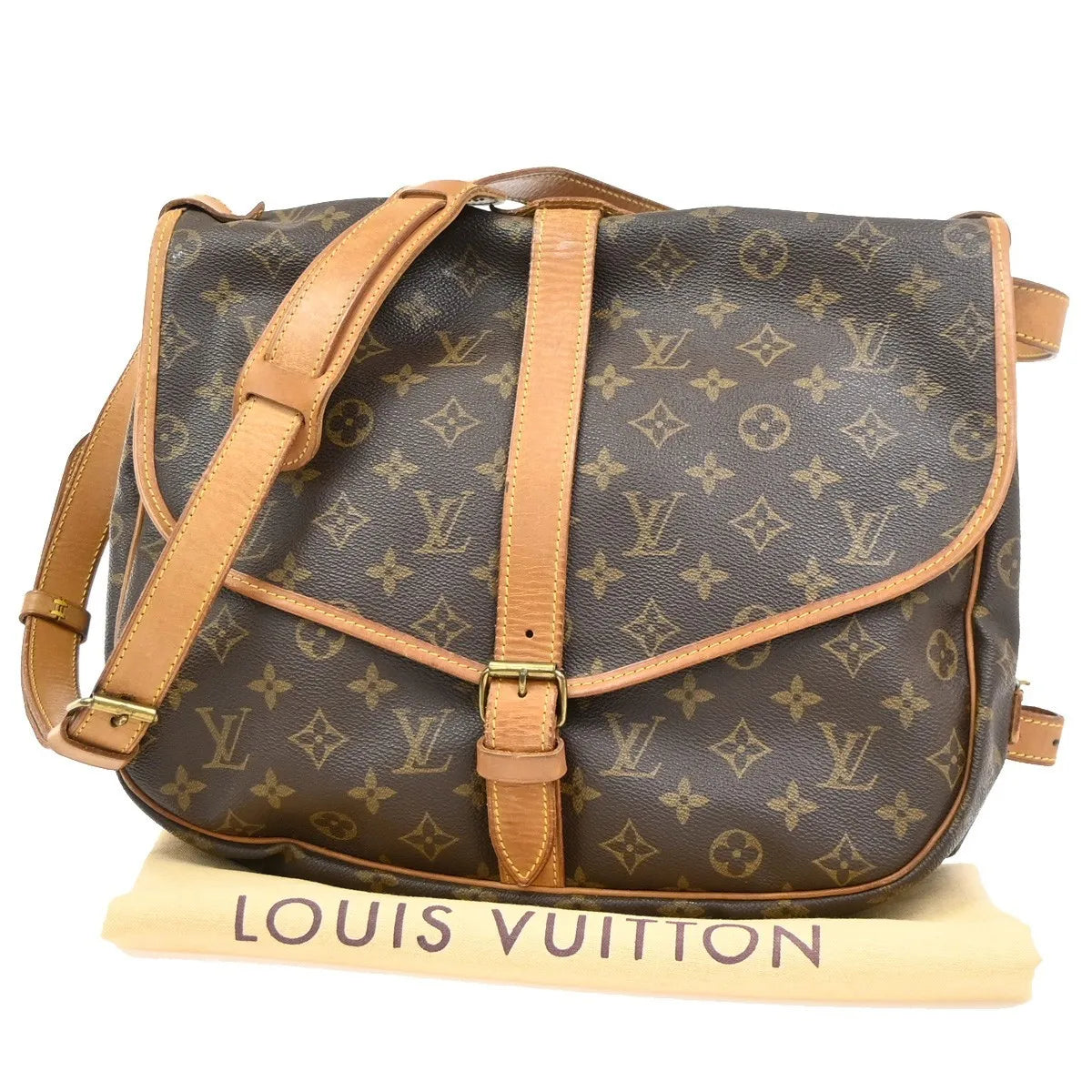 Louis Vuitton Saumur Monogram Canvas Brown Canvas Shoulder Bag Bag (Pre-Owned)