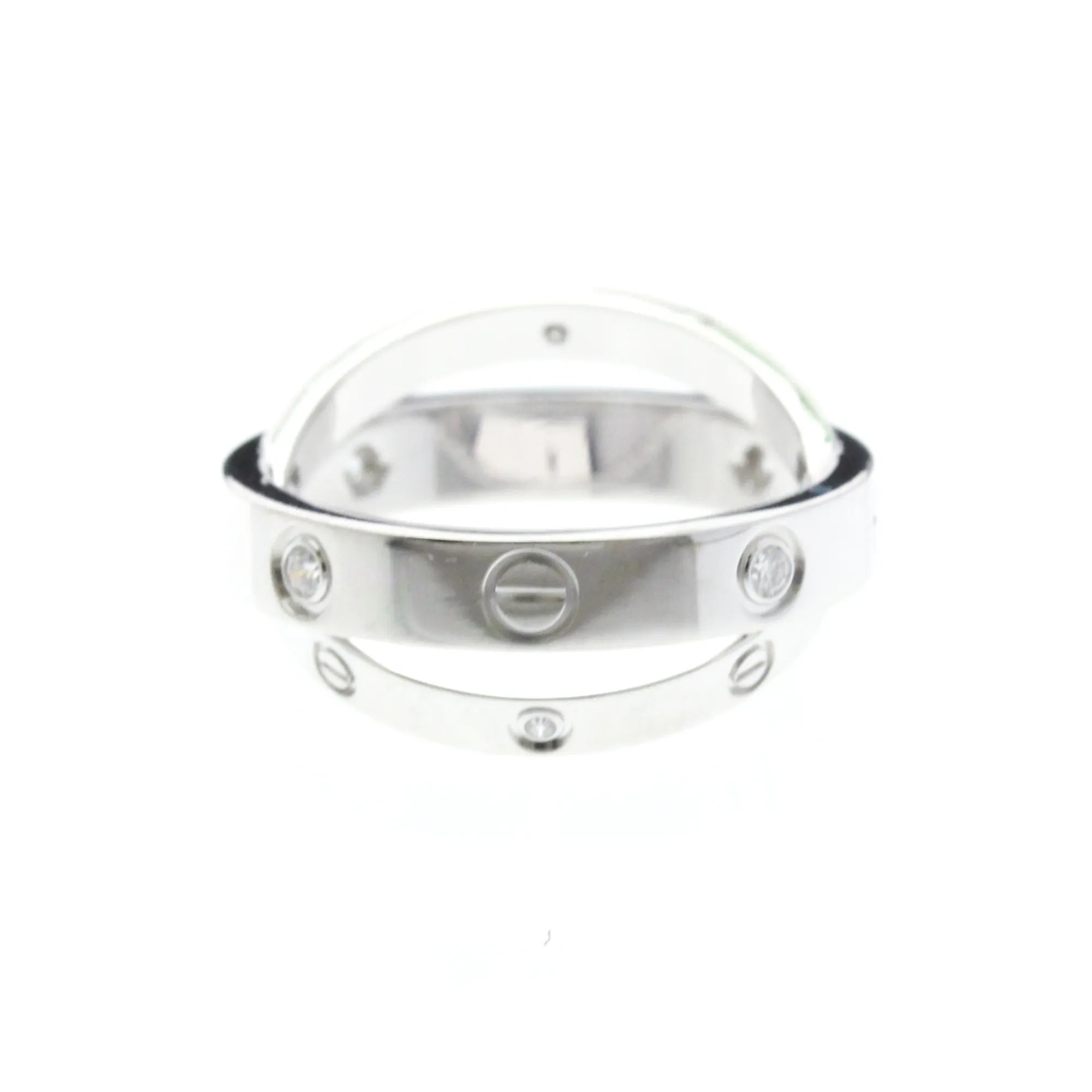 Cartier Be Love 18K White Gold With Diamonds Silver White_Gold Ring Jewelry (Pre-Owned)