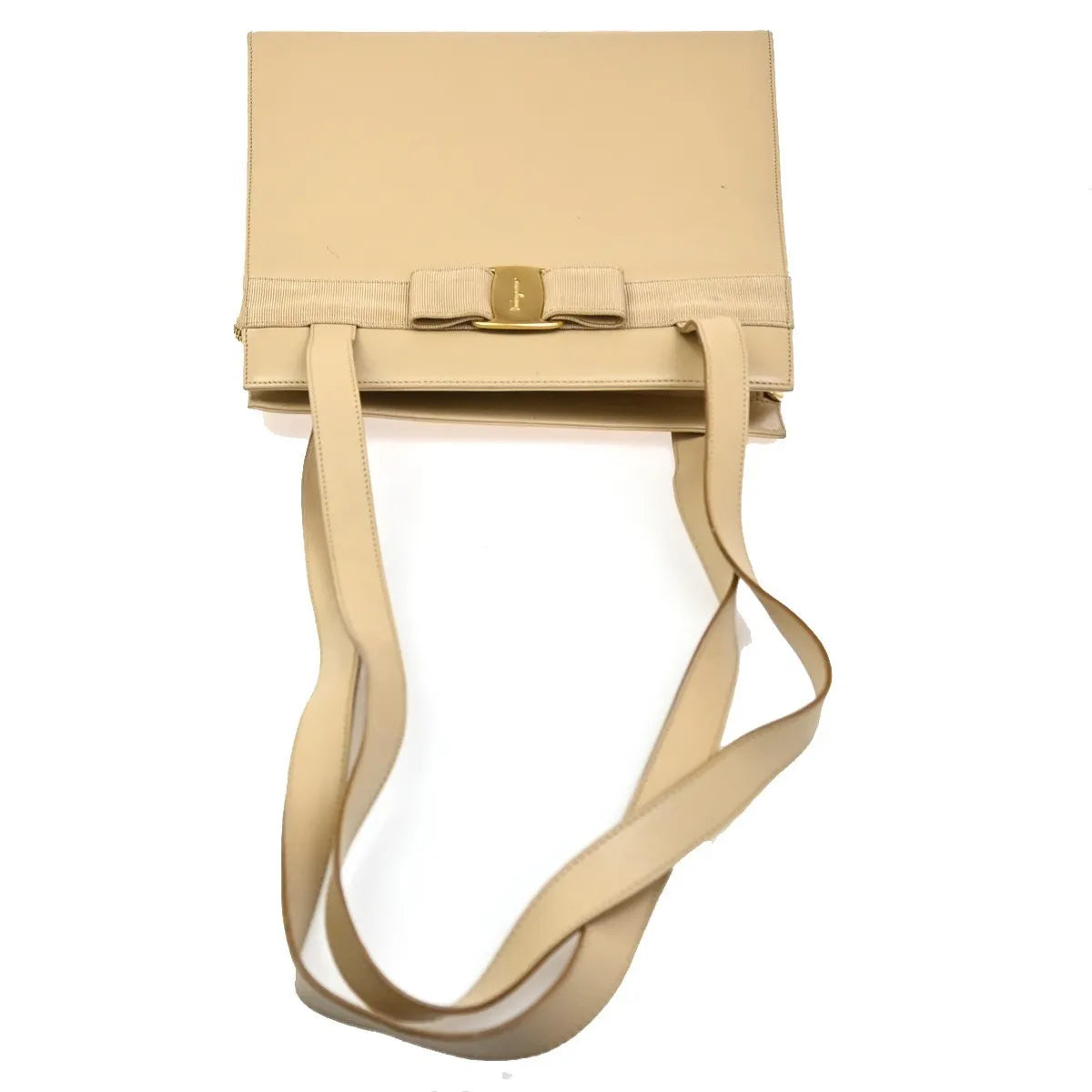 Salvatore Ferragamo Vara Leather Beige Leather Shoulder Bag Bag (Pre-Owned)