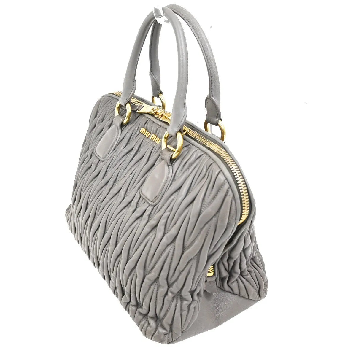 Miu Miu Madras Bowler Matelasse Leather Purple Leather Handbag (Pre-Owned)