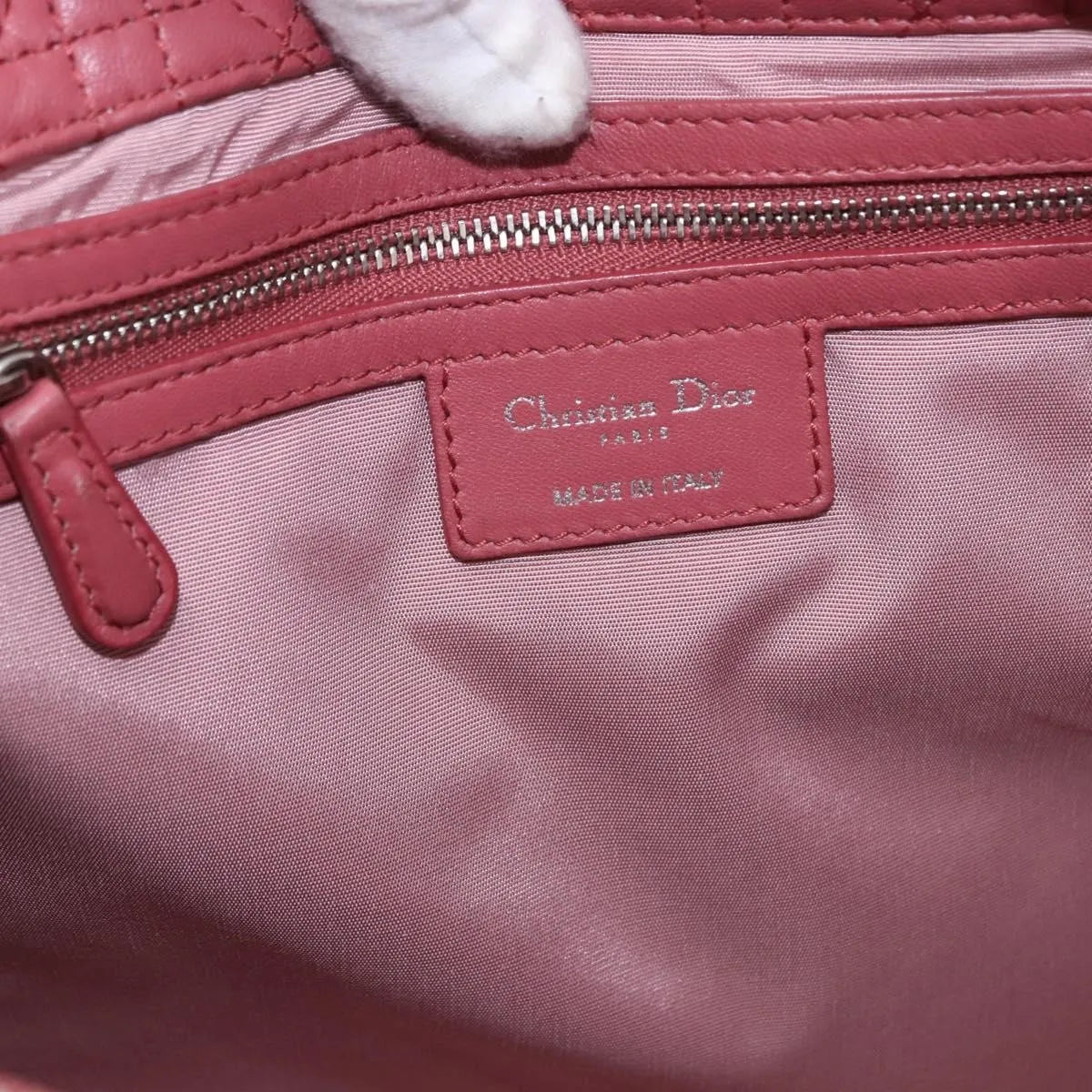 Christian Dior Soft Chain Tote Cannage Quilt Lambskin Pink Leather Handbag (Pre-Owned)