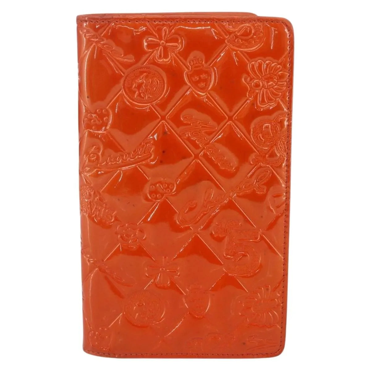 Chanel Lucky Symbols Yen Wallet Embossed Quilted Patent Orange Patent_Leather Wallets Accessory (Pre-Owned)