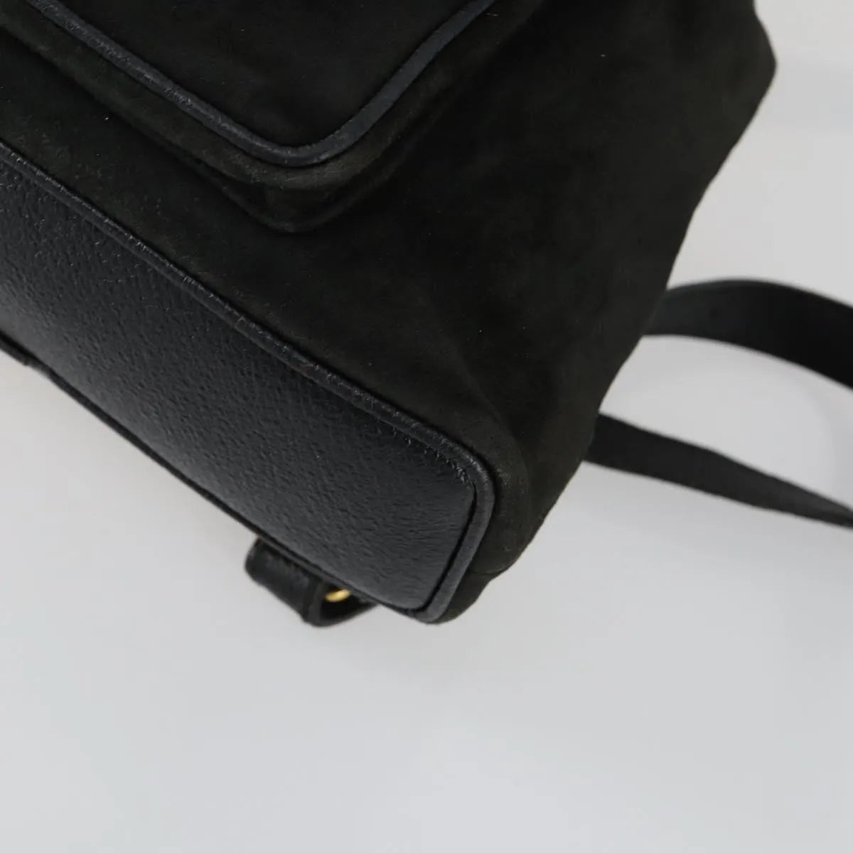 Gucci Vintage Bamboo Suede Black Leather Backpack Bag (Pre-Owned)