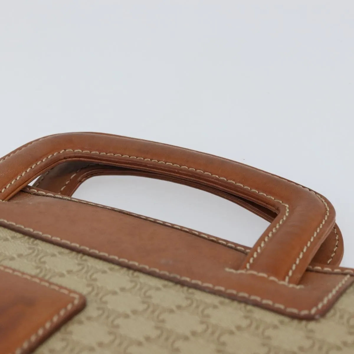 Celine Vintage Macadam Canvas Beige Canvas Handbag (Pre-Owned)