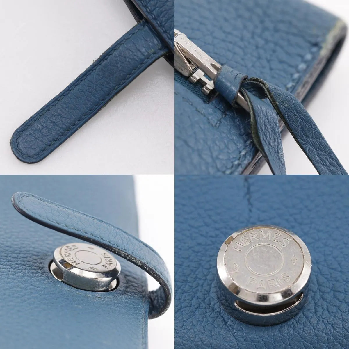 Hermes Dogon Recto Verso Leather Blue Leather Wallets Accessory (Pre-Owned)