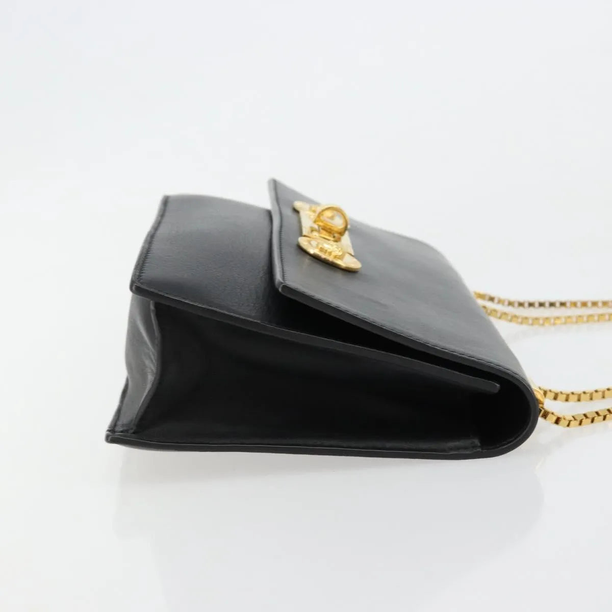 Versace Medusa Flap Chain Leather Black Leather Shoulder Bag Bag (Pre-Owned)