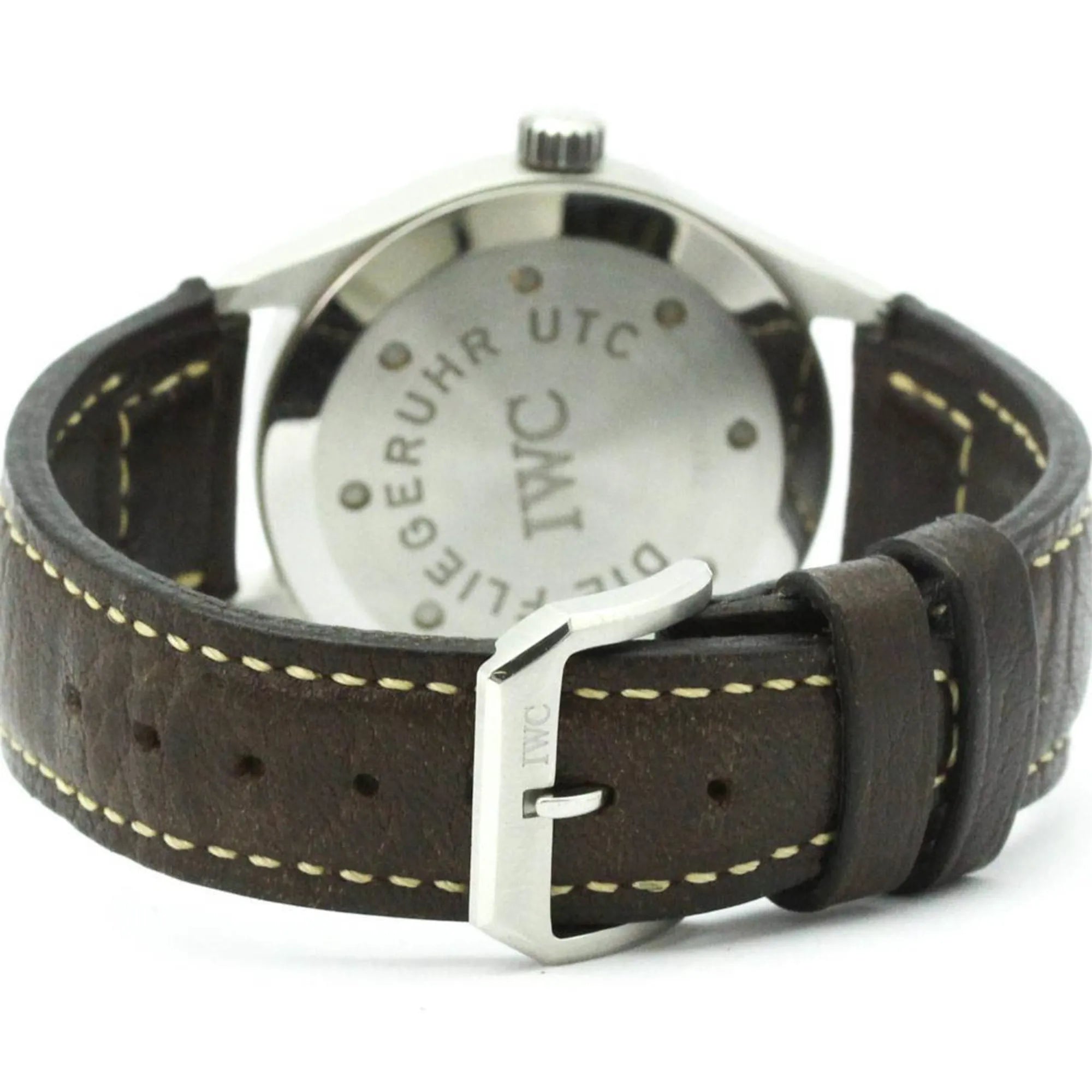 Iwc Schaffhausen Pilot Spitfire Chronograph Automatic Stainless Steel And Leather Watch (Pre-Owned)
