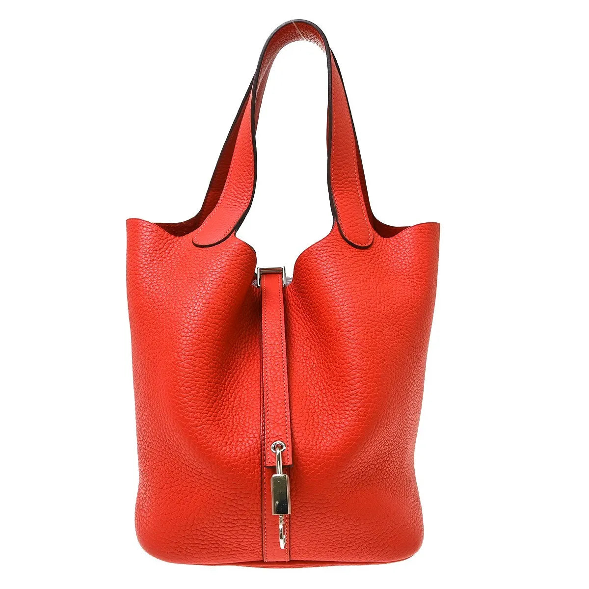 Hermes Picotin Lock Clemence Red Leather Handbag (Pre-Owned)