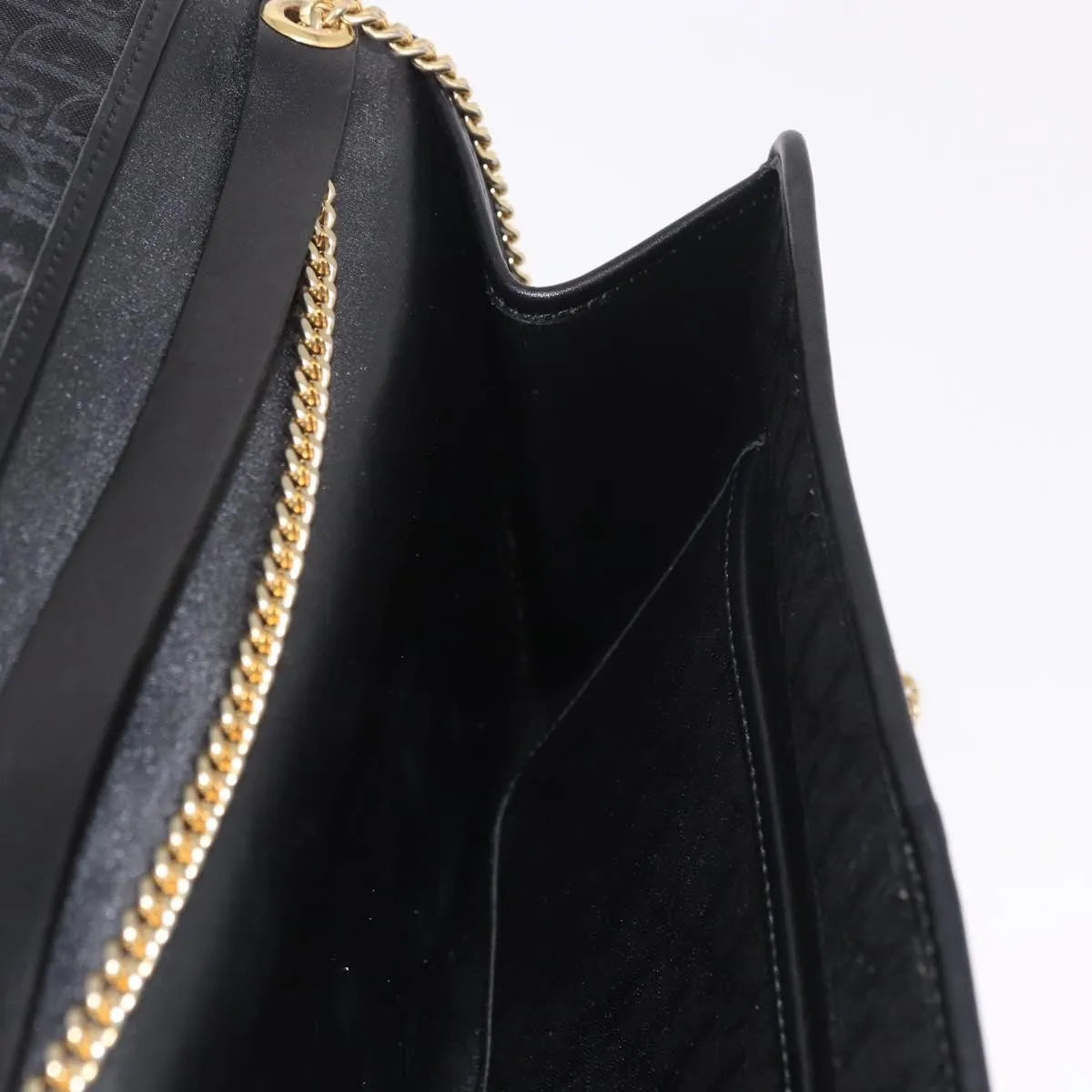 Christian Dior Vintage Honeycomb Chain Canvas Black Canvas Shoulder Bag Bag (Pre-Owned)