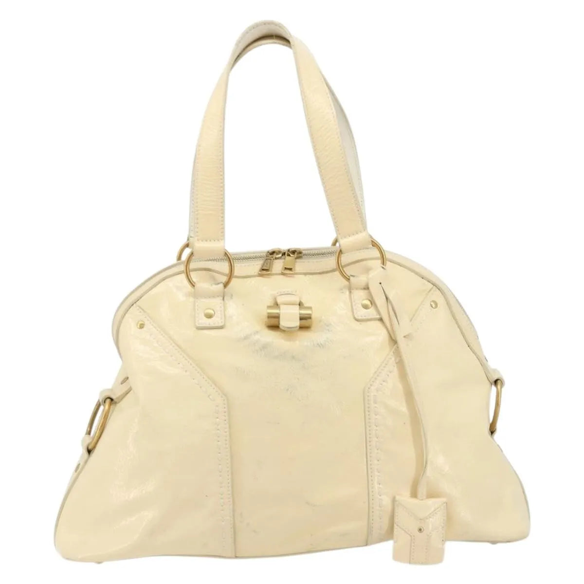 Saint Laurent Muse Shoulder Leather White Patent_Leather Handbag (Pre-Owned)