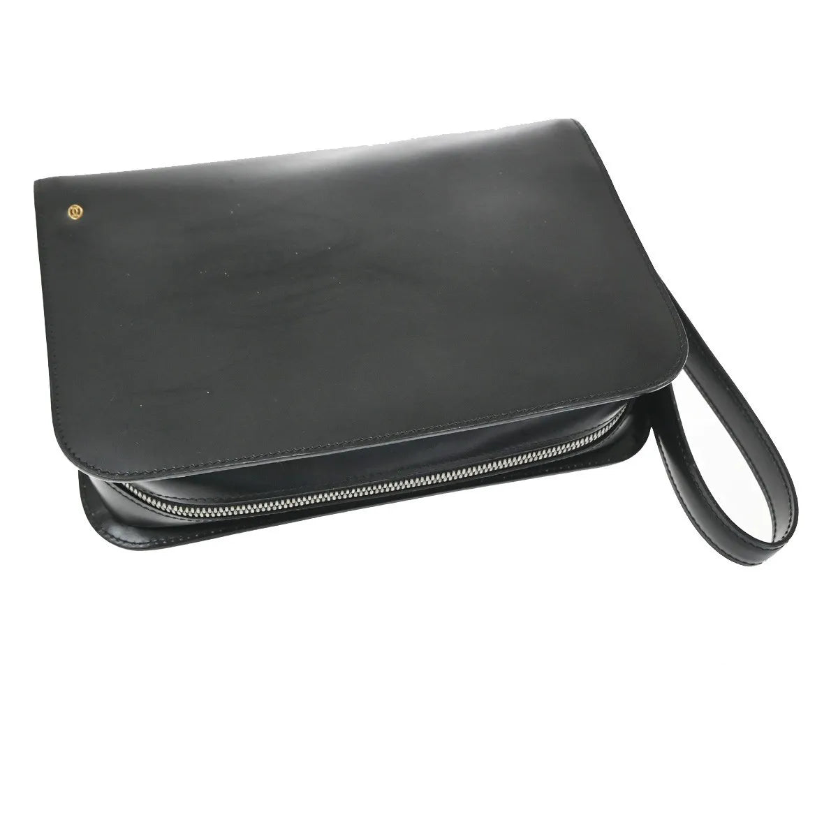 Cartier Pouch With A Handle Box Calf Black Leather Clutche & Pouche Bag (Pre-Owned)