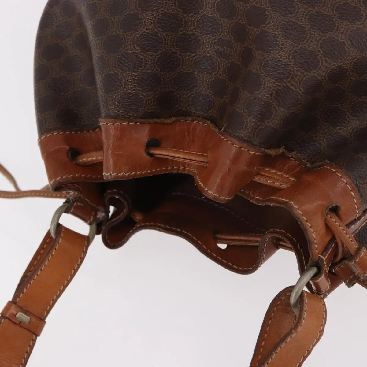 Celine Macadam Bucket Bag Canvas And Leather Brown Pvc Crossbody Bag Bag (Pre-Owned)