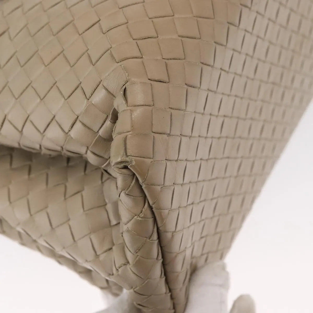 Bottega Veneta Roma Bag Intrecciato Nappa Gray Leather Handbag (Pre-Owned)