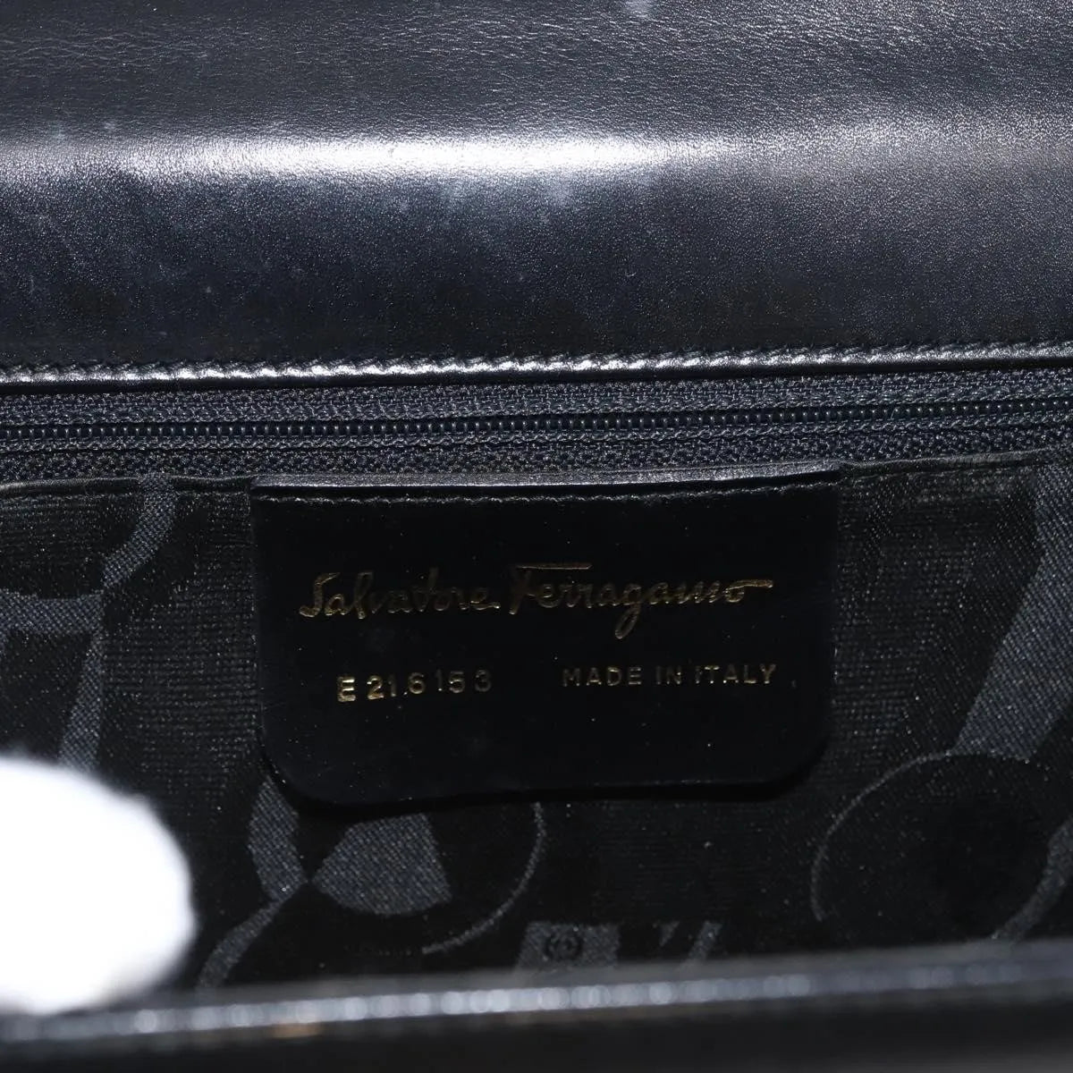 Salvatore Ferragamo Gancini Flap Leather Black Leather Shoulder Bag Bag (Pre-Owned)
