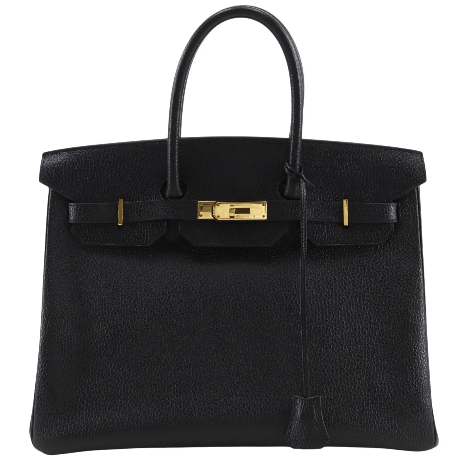 Hermes Birkin Black Ardennes With Gold Hardware Brown Leather Handbag (Pre-Owned)