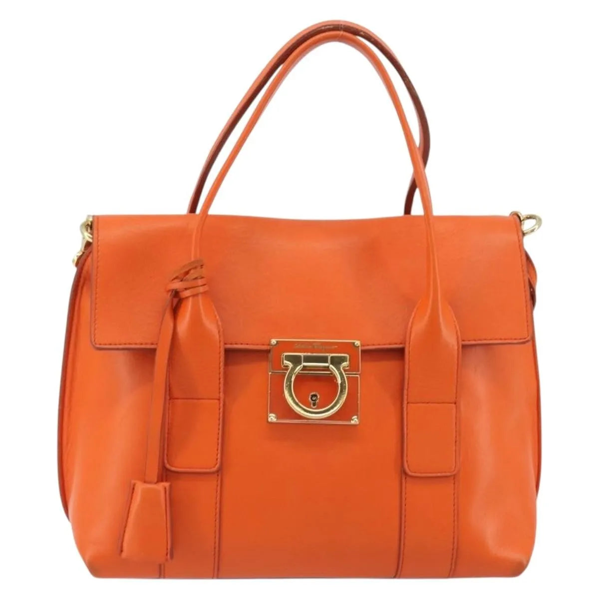 Salvatore Ferragamo Sookie Satchel Leather Orange Leather Handbag (Pre-Owned)