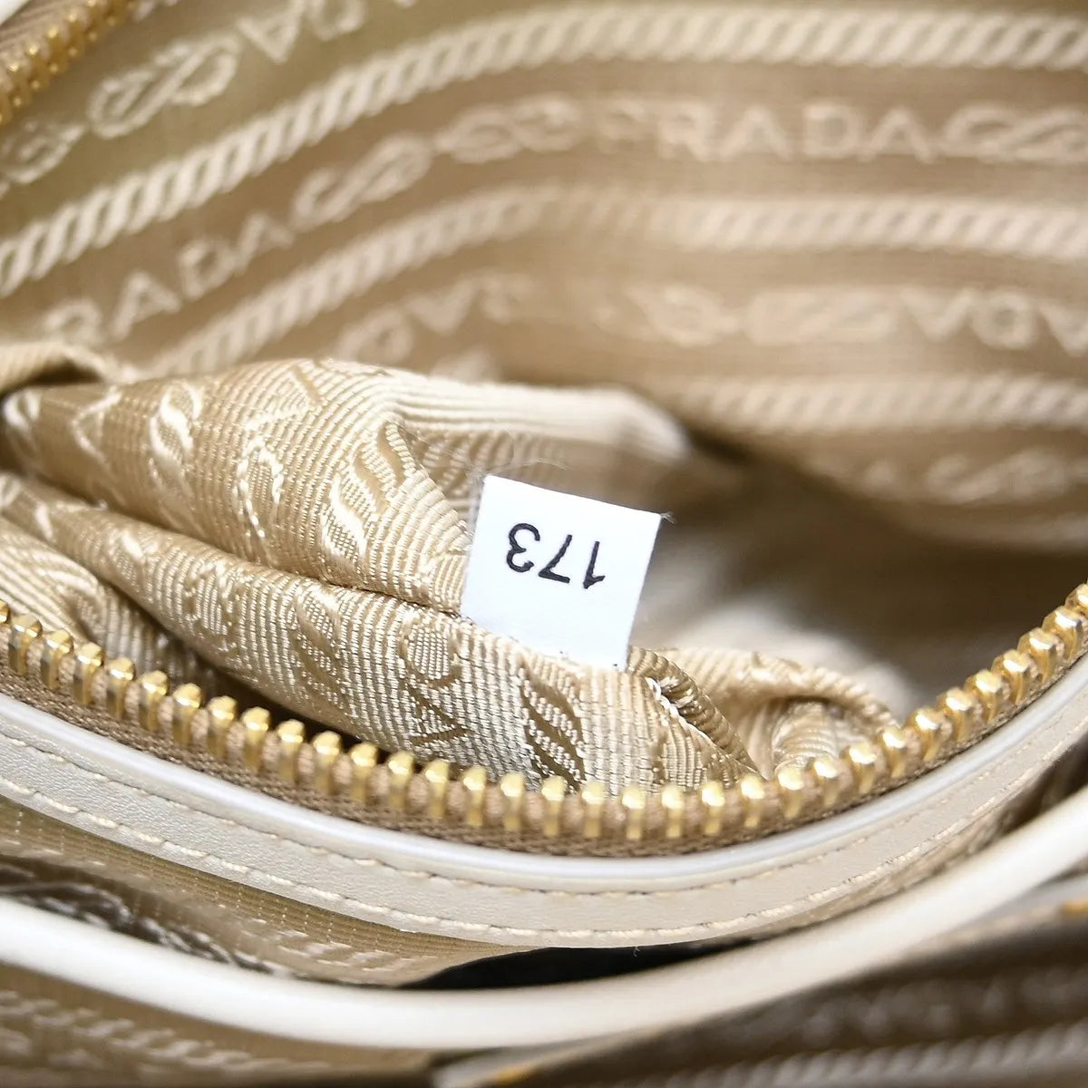 Prada Open Tote Canvas With Leather Beige Canvas Handbag (Pre-Owned)