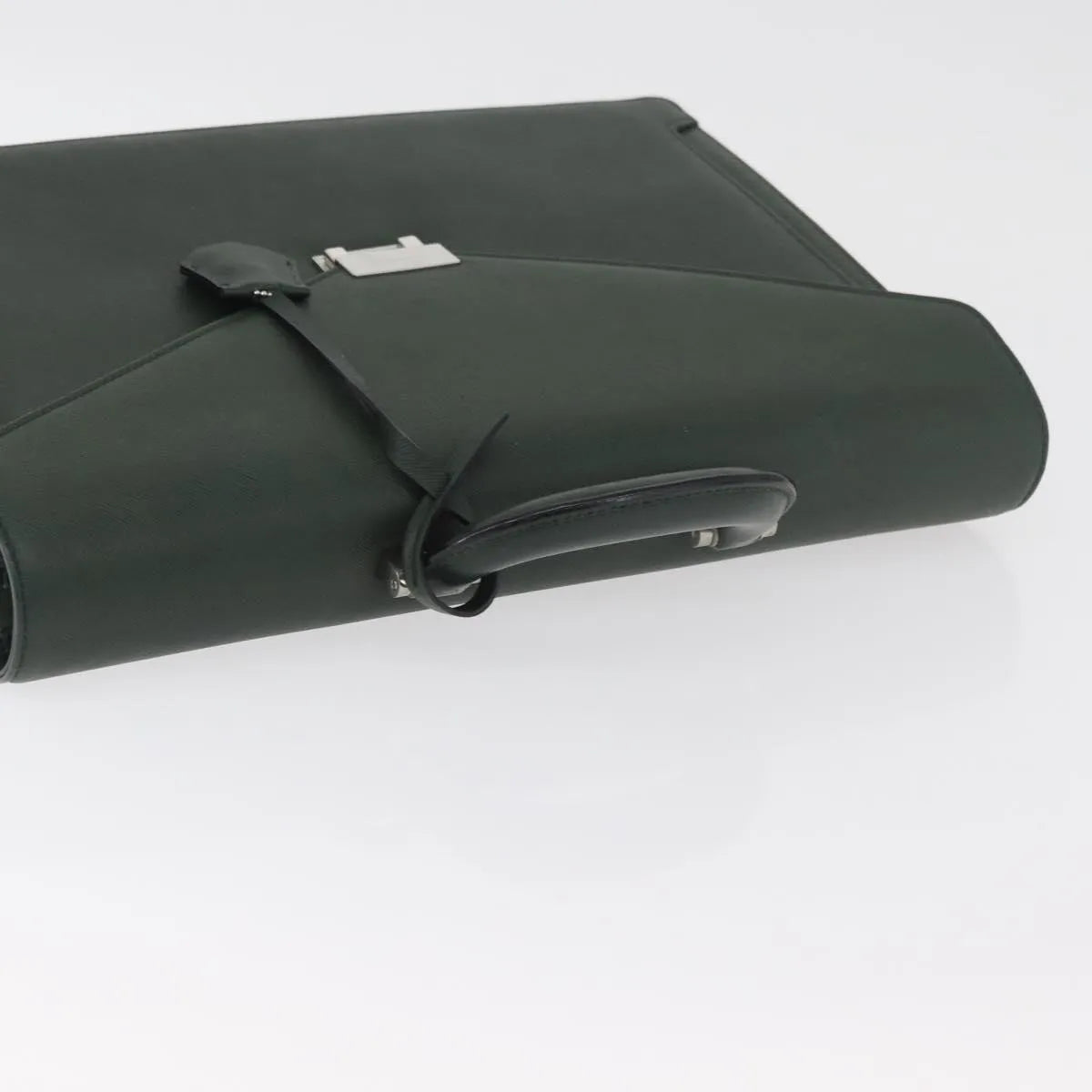 Burberry Briefcase Leather Green Leather Briefcase Bag (Pre-Owned)