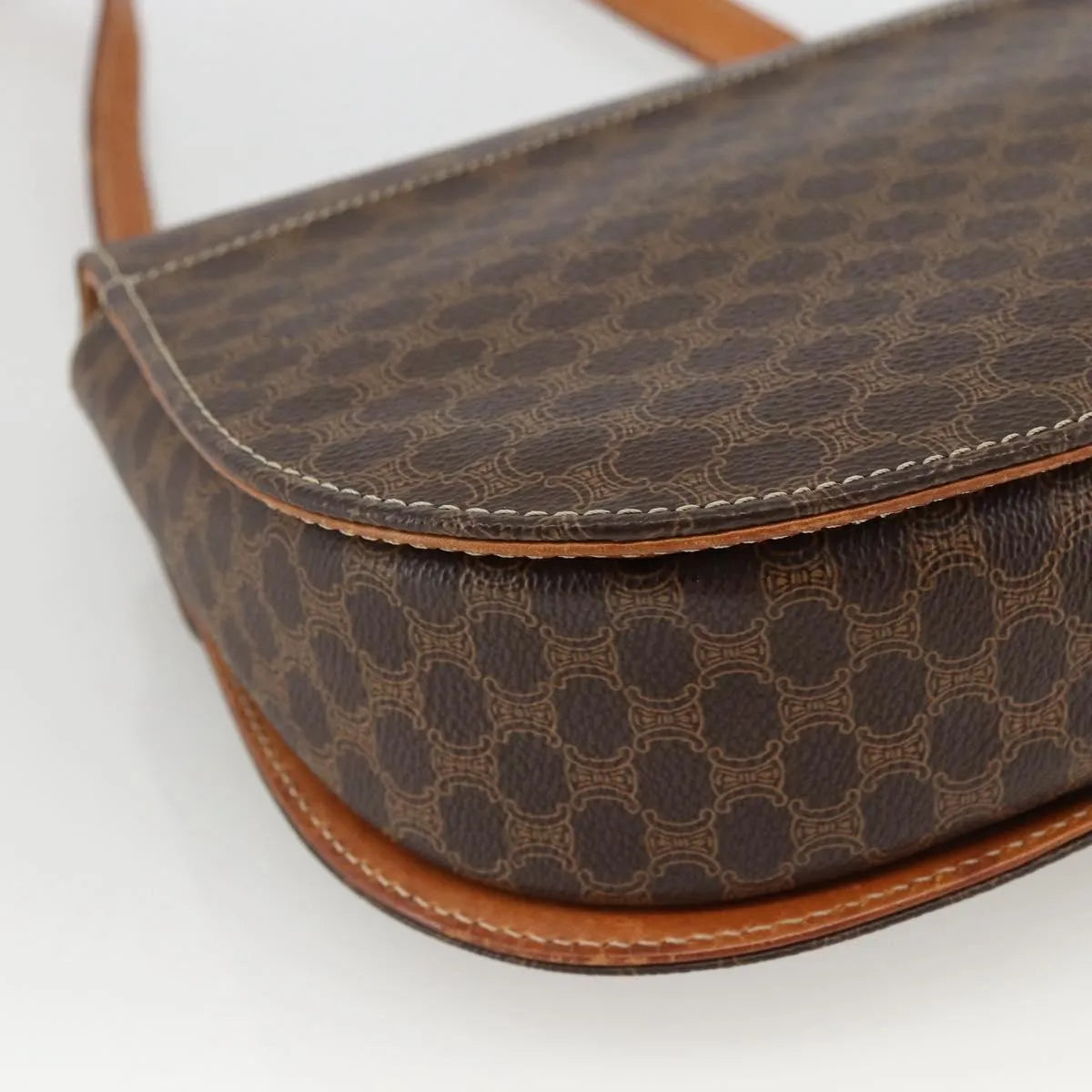 Celine Vintage Macadam Canvas And Leather Brown Canvas Handbag (Pre-Owned)