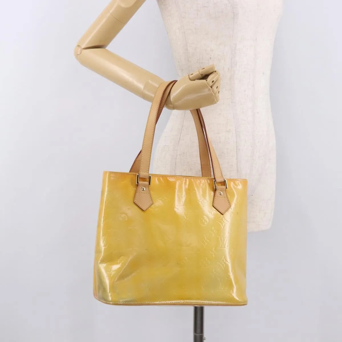 Louis Vuitton Houston Monogram Vernis Yellow Patent_Leather Handbag (Pre-Owned)