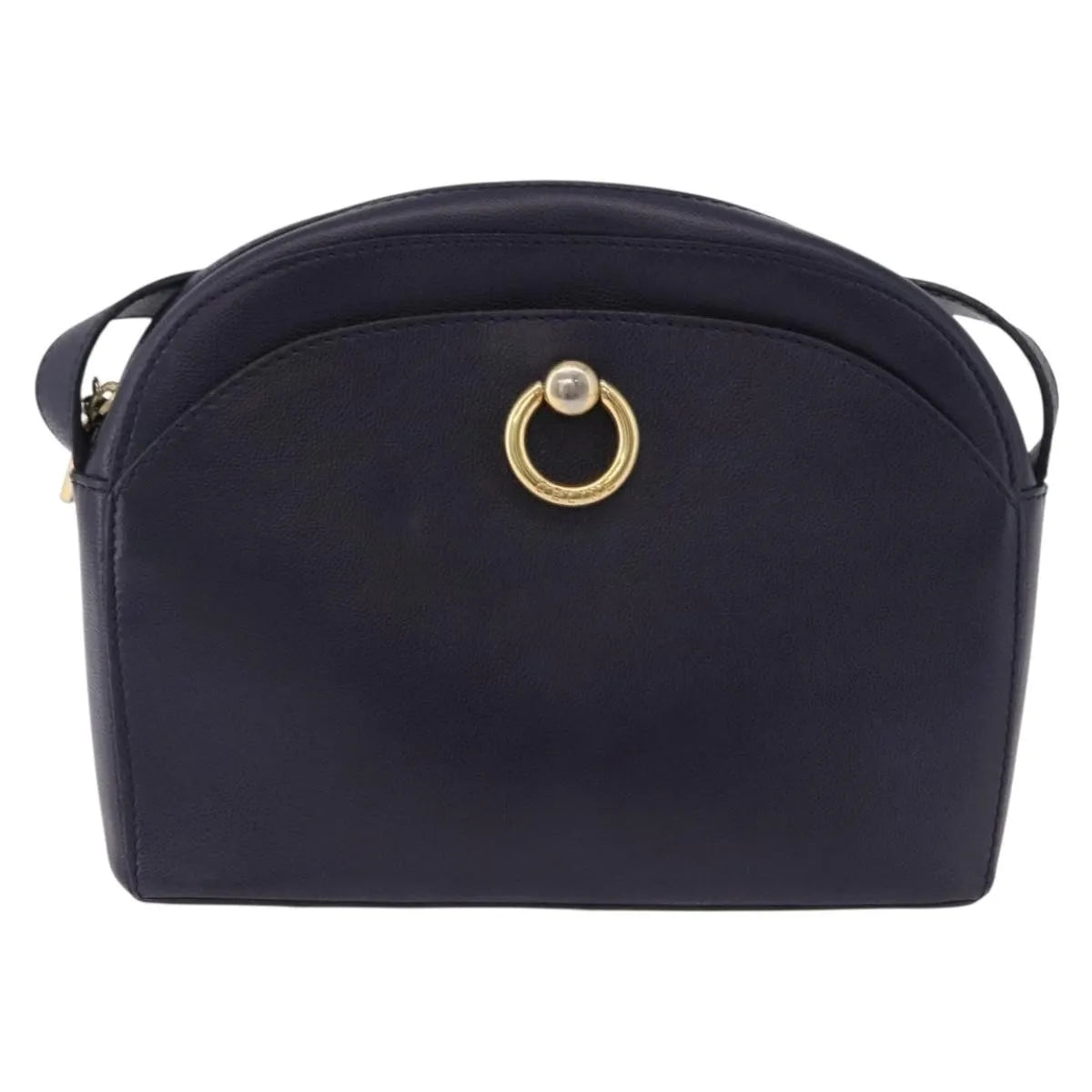 Celine Vintage Leather Navy Leather Shoulder Bag Bag (Pre-Owned)