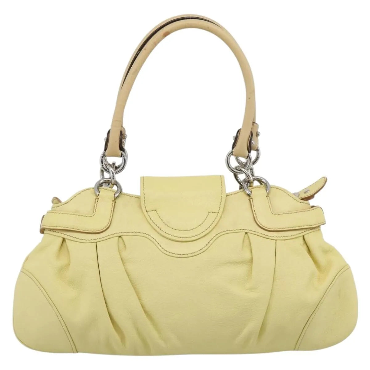 Salvatore Ferragamo Gancini Leather Yellow Leather Handbag (Pre-Owned)