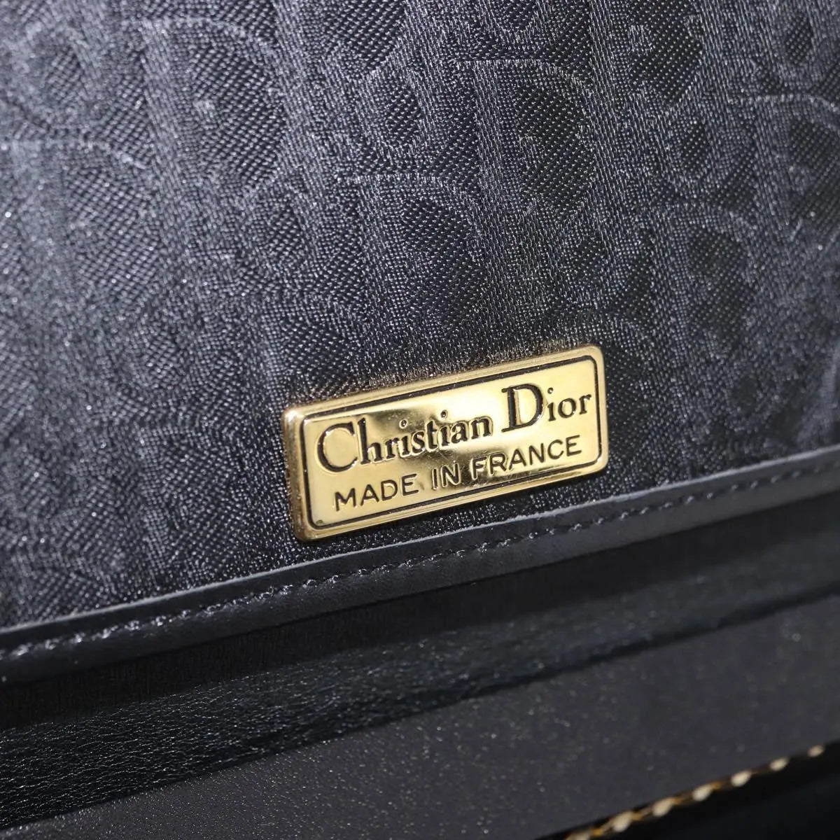 Christian Dior Vintage Honeycomb Chain Canvas Black Canvas Shoulder Bag Bag (Pre-Owned)