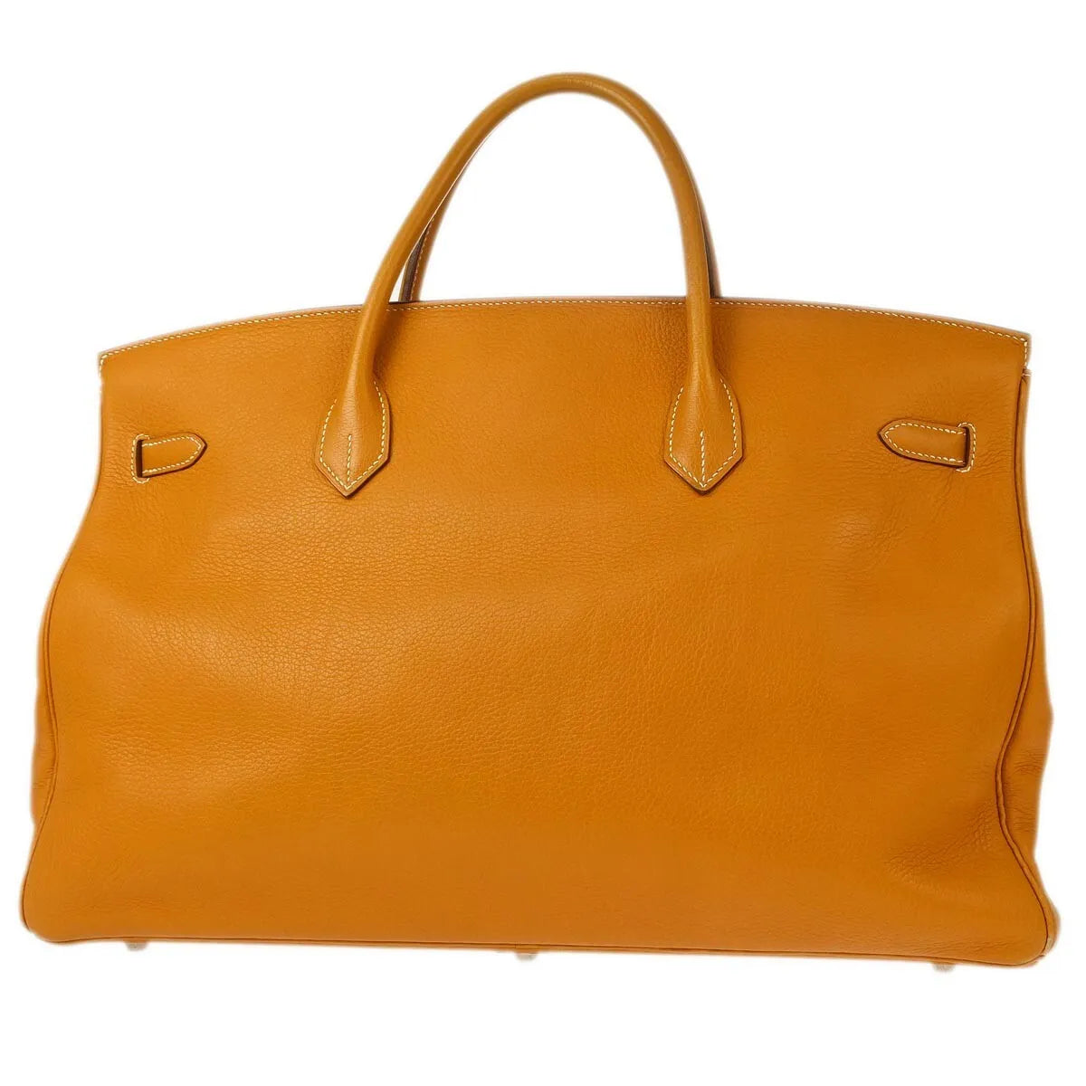 Hermes Birkin Orange Fjord With Palladium Hardware Brown Leather Handbag (Pre-Owned)