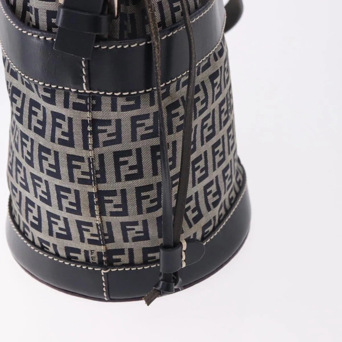 Fendi Zucchino Canvas Navy Canvas Handbag (Pre-Owned)