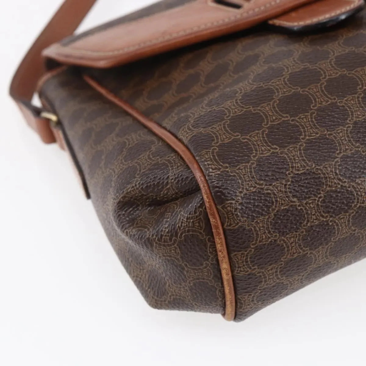 Celine Vintage Macadam Canvas And Leather Brown Canvas Shoulder Bag Bag (Pre-Owned)
