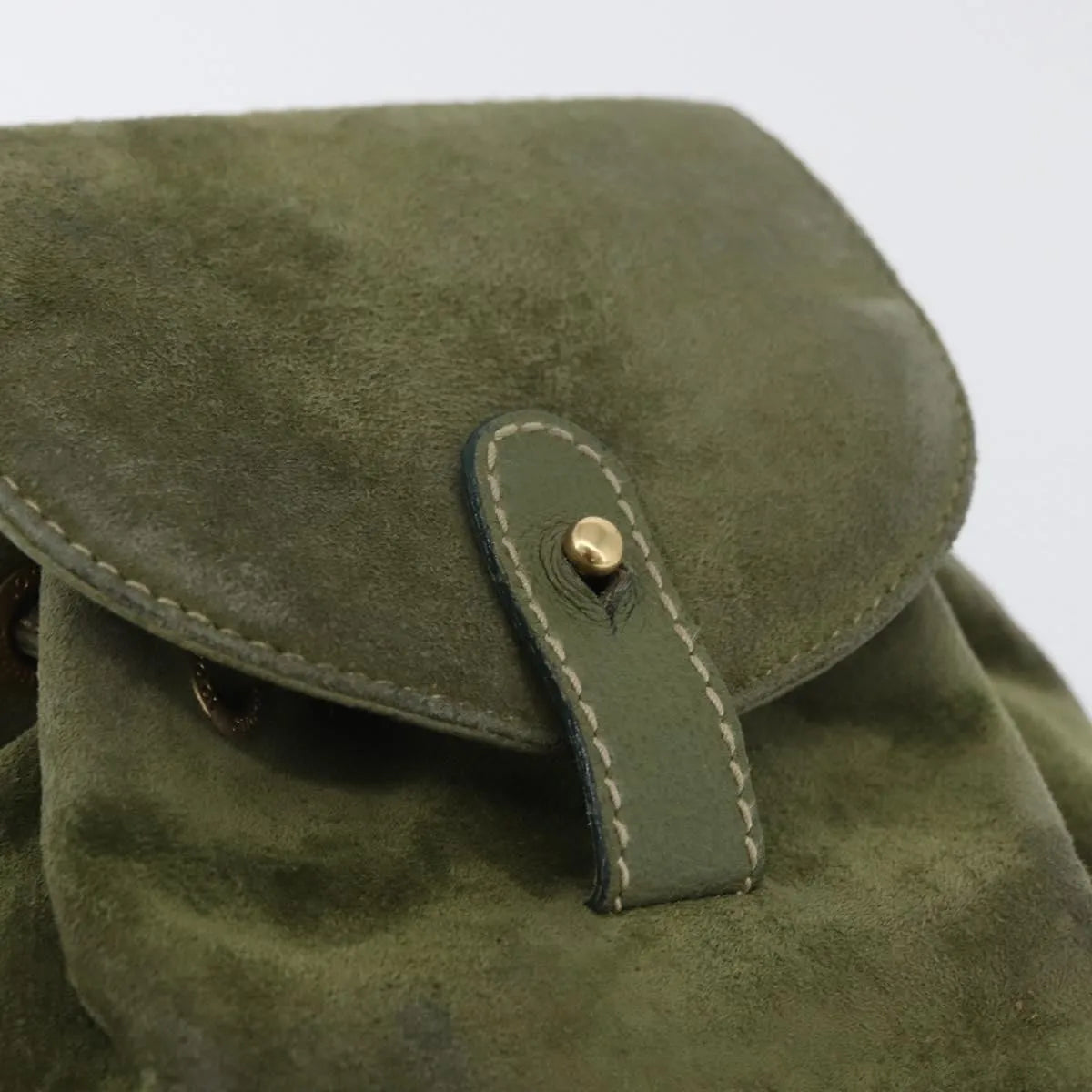 Gucci Gucci Bamboo Daim Khaki Leather Backpack Bag (Pre-Owned)