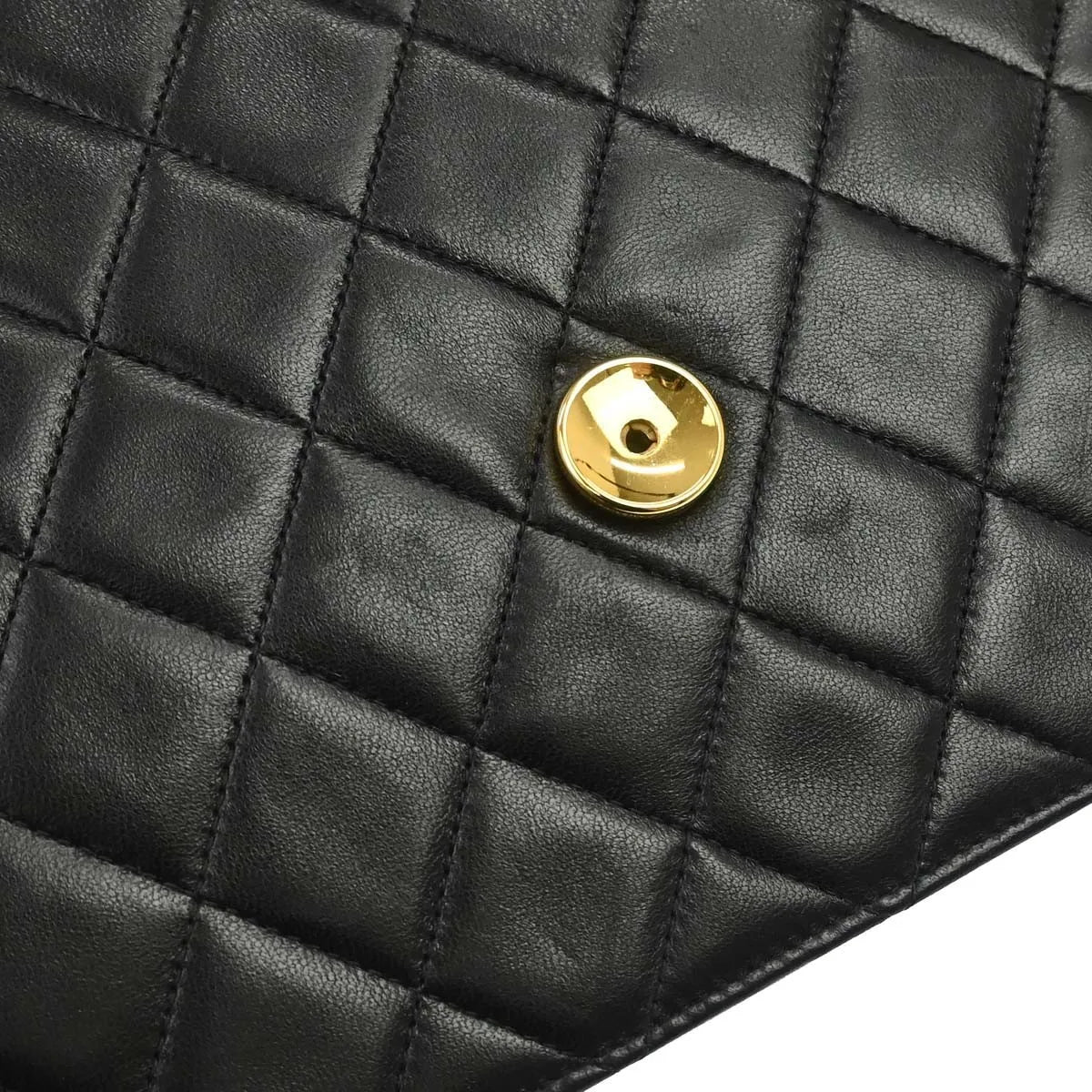 Chanel Vintage Classic Flap Quilted Lambskin Black Leather Shoulder Bag Bag (Pre-Owned)