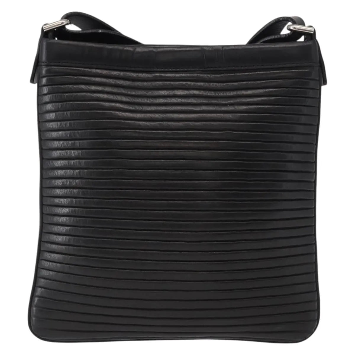 Salvatore Ferragamo Gancini Leather Black Leather Shoulder Bag Bag (Pre-Owned)