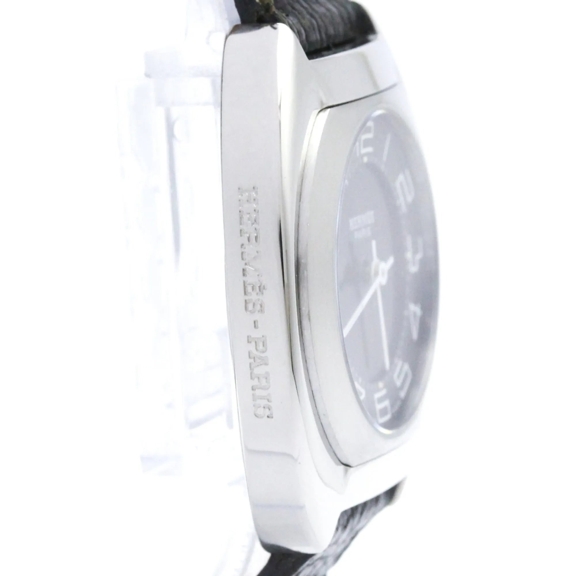 Hermes Espace Stainless Steel And Leather Watch (Pre-Owned)