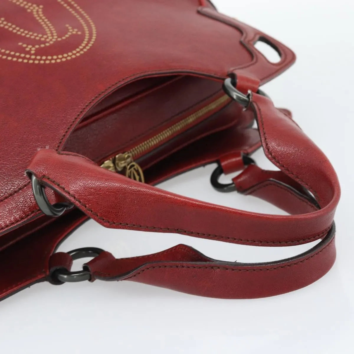 Cartier Marcello Leather Red Leather Handbag (Pre-Owned)