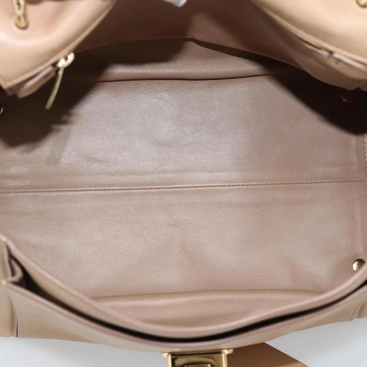 Salvatore Ferragamo Sofia Rainbow Saddle Leather Beige Leather Handbag (Pre-Owned)