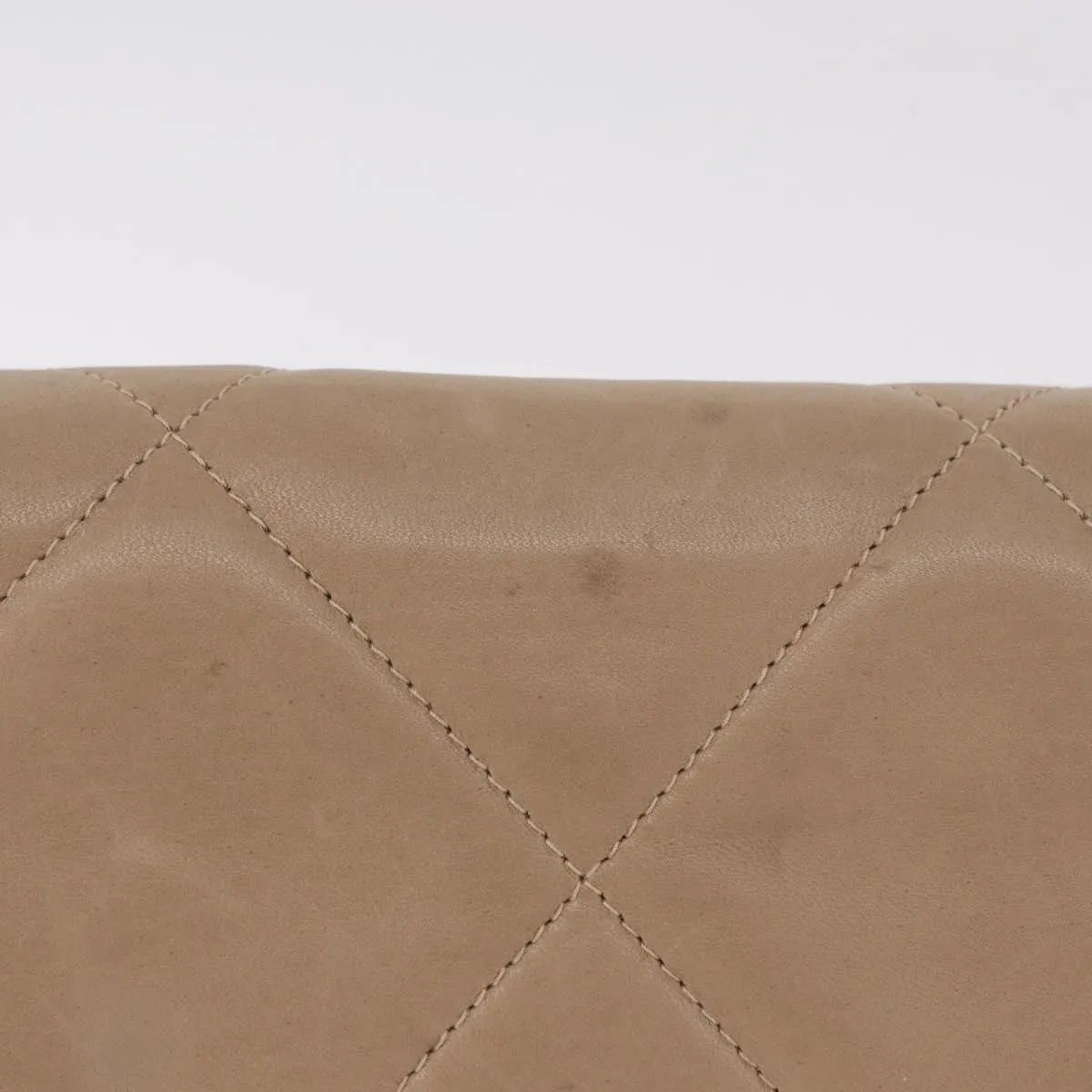 Chanel Flap Chain Shoulder Bag Leather Beige Leather Shoulder Bag Bag (Pre-Owned)