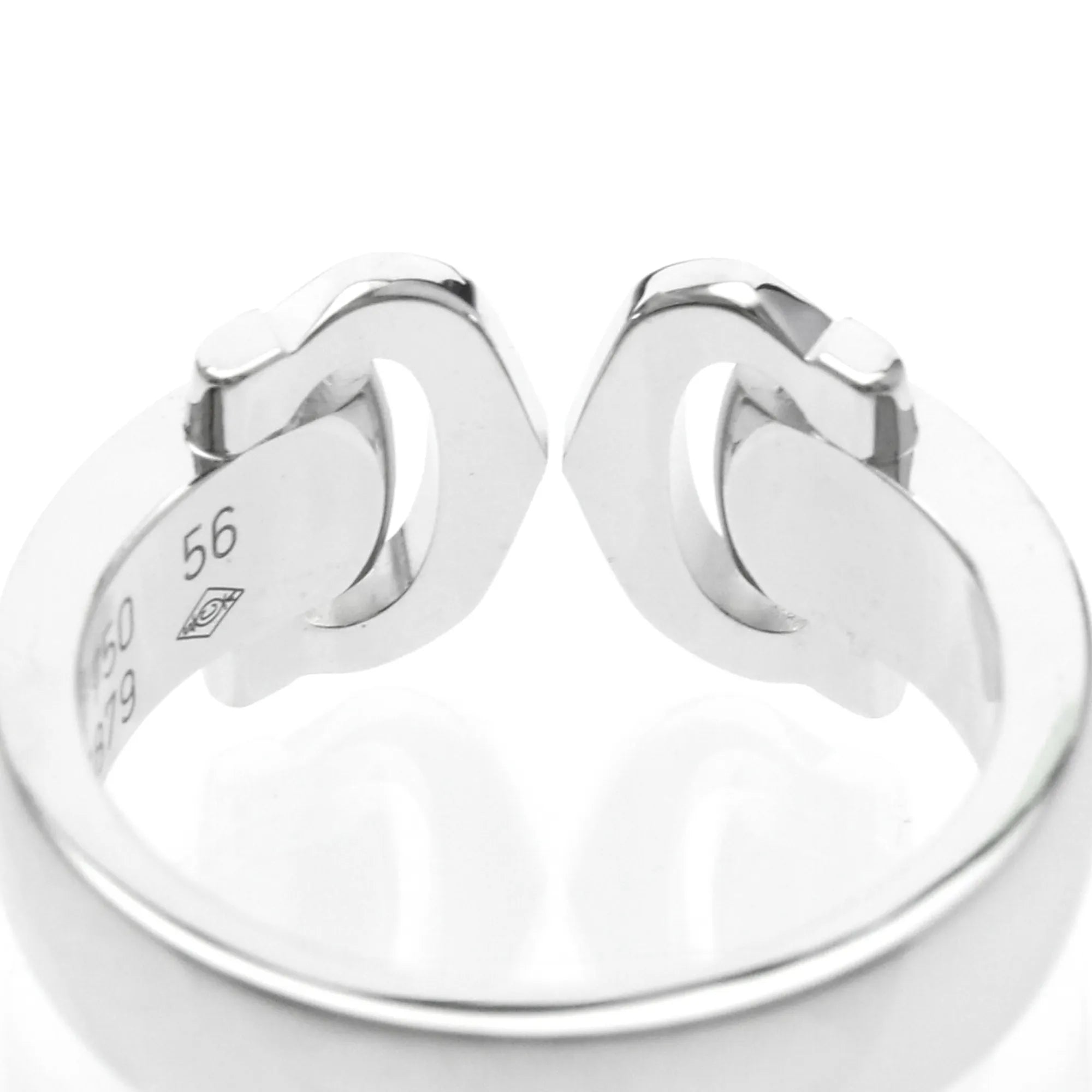 Cartier Vintage C De Cartier 18K White Gold With Diamonds Silver White_Gold Ring Jewelry (Pre-Owned)