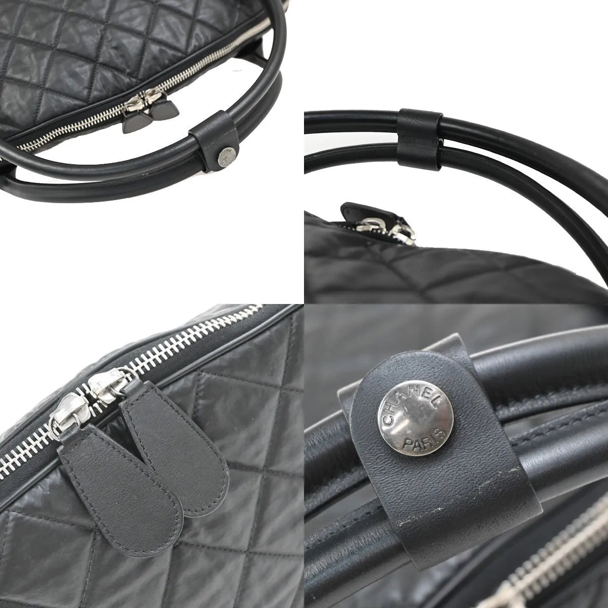 Chanel Horizontal Sport Weekender Quilted Coated Canvas Black Nylon Travel Bag Bag (Pre-Owned)