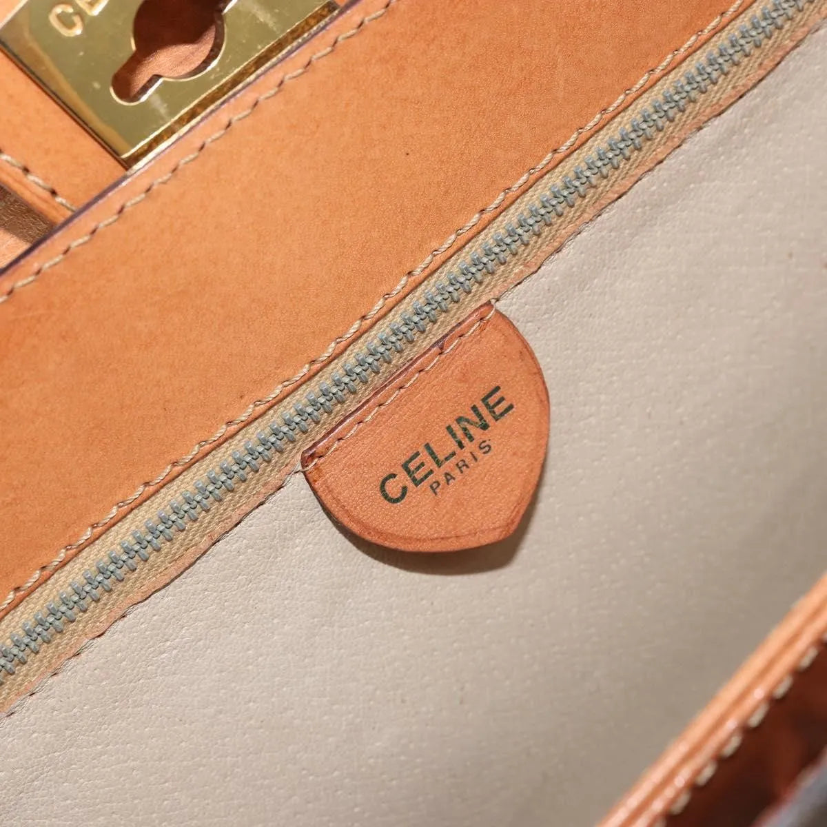 Celine Vintage Macadam Canvas Brown Canvas Handbag (Pre-Owned)