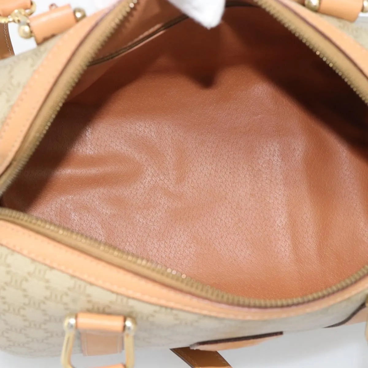 Celine Vintage Macadam Boston Canvas Beige Canvas Handbag (Pre-Owned)