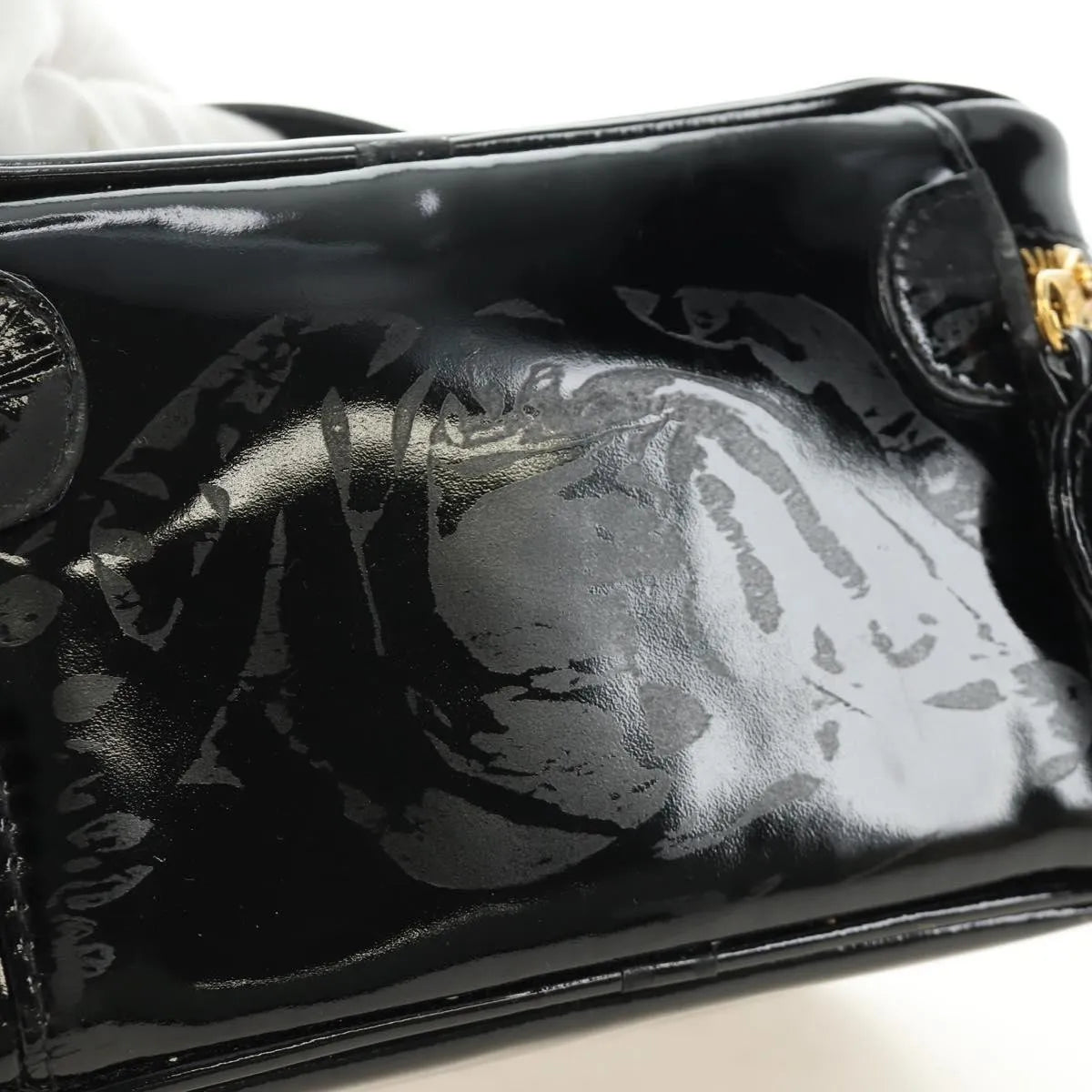 Chanel Vintage Timeless Cosmetic Case Patent Black Patent_Leather Handbag (Pre-Owned)