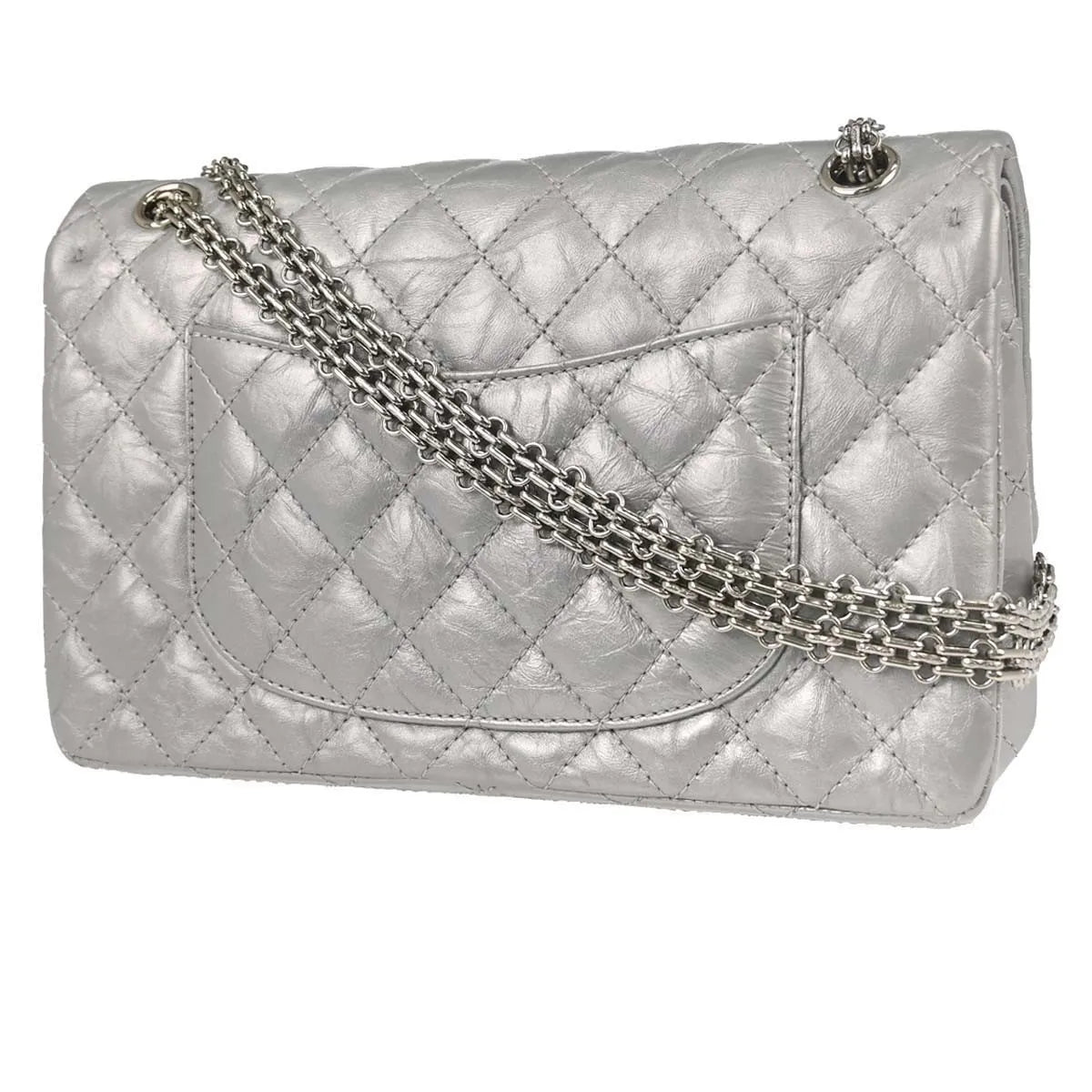 Chanel Reissue 2.55 Double Compartment Flap Quilted Aged Calfskin Silver Calfskin Shoulder Bag Bag (Pre-Owned)