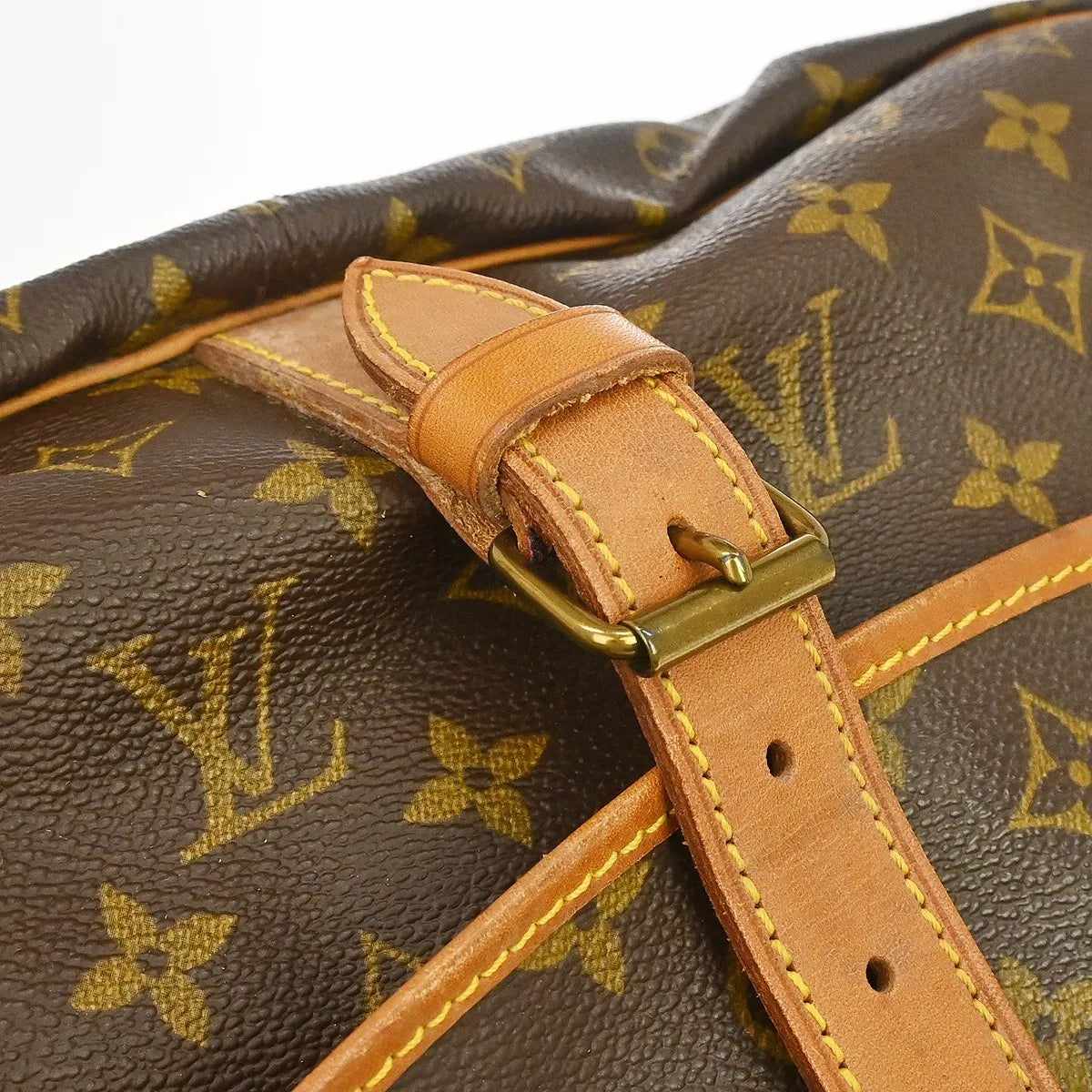 Louis Vuitton Saumur Handbag Monogram Canvas Brown Canvas Shoulder Bag Bag (Pre-Owned)
