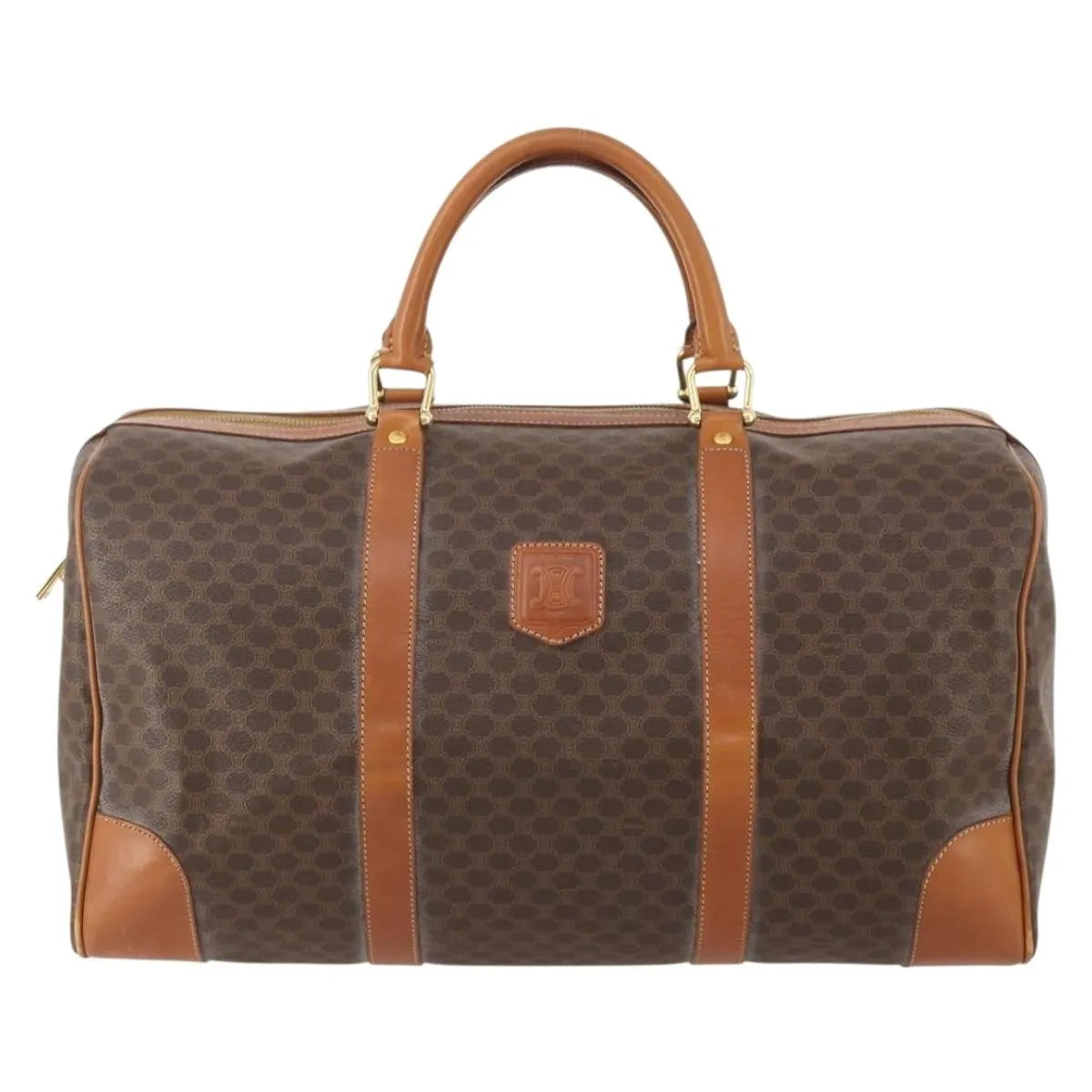 Celine Vintage Duffle Macadam Coated Canvas Brown Canvas Travel Bag Bag (Pre-Owned)
