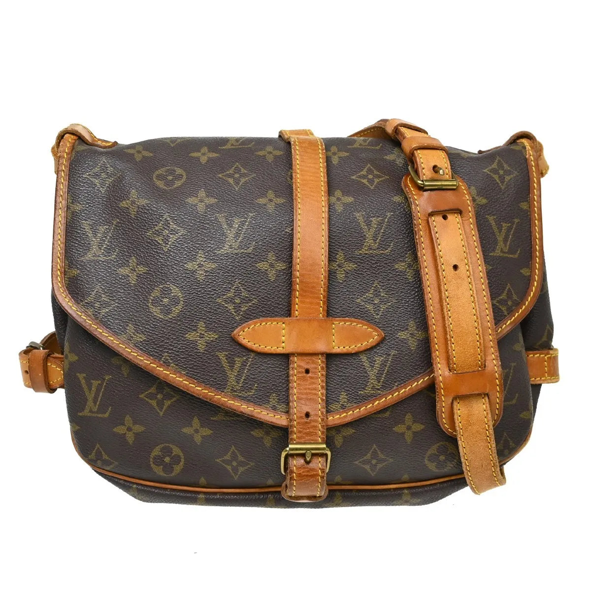 Louis Vuitton Saumur Handbag Monogram Canvas Brown Canvas Shoulder Bag Bag (Pre-Owned)