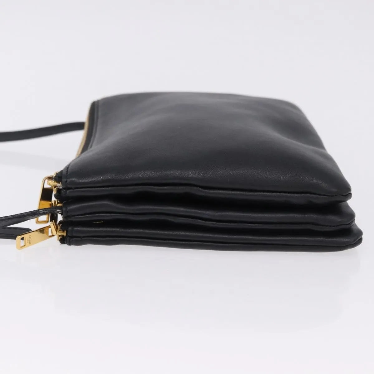 Celine Trio Leather Black Leather Shoulder Bag Bag (Pre-Owned)