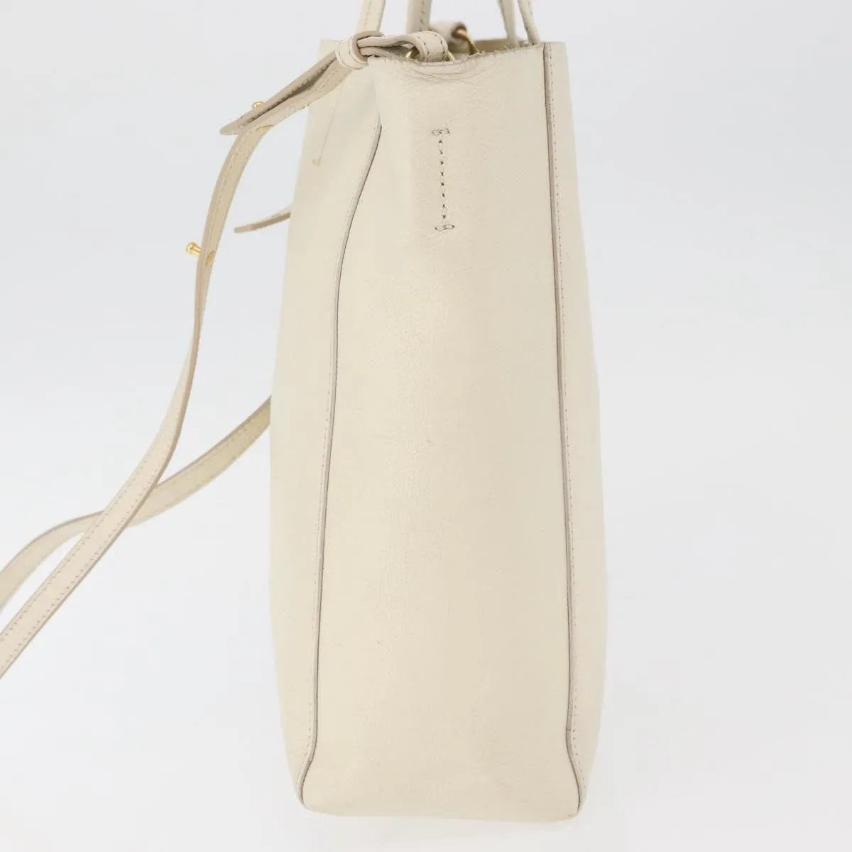 Celine Phantom Cabas Tote Leather White Leather Tote Bag Bag (Pre-Owned)
