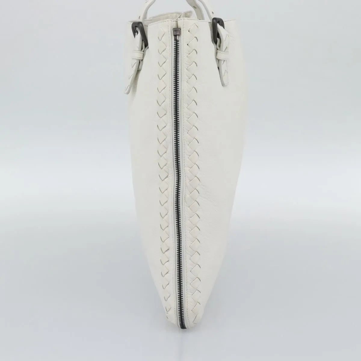 Bottega Veneta Belted Tote Intrecciato Nappa White Leather Tote Bag Bag (Pre-Owned)
